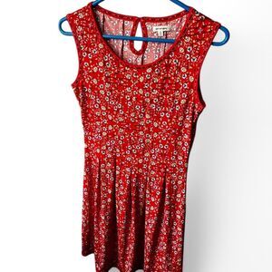Max Studio Red Floral Summer Print Dress Poly Spandex S Sleeveless